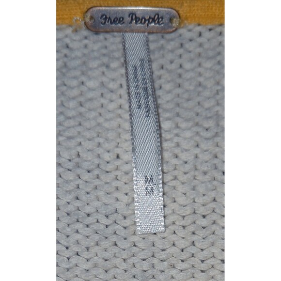 Free People 100%Cotton Boho Oatmeal Sweater Sz M Slouchy Oversized Coastal Chic - Picture 8 of 9